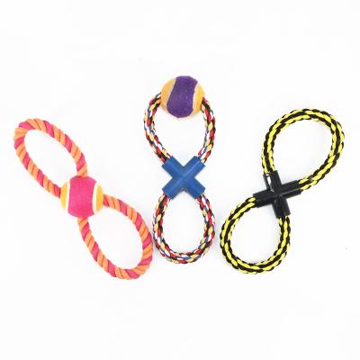 China Custom Eco-Friendly Pink Dog Chew Toy Cotton Dog Rope Toy High Quality Viable Rope Pet Toy for sale