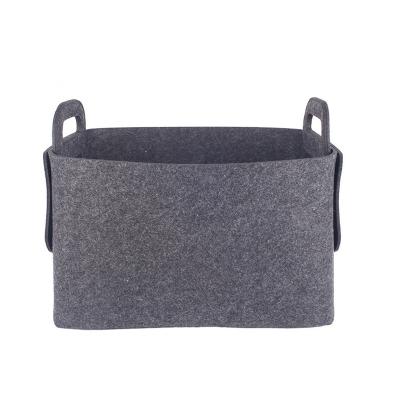 China Foldable Felt Viable Collapsible Cloth Storage Bin Basket Rectangle Organizer Boxes With Handles for sale