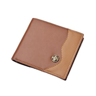 China Bison Denim Pure Leather Office Small Mature Male Bifold Wallet Contracted Wallet Purse for sale