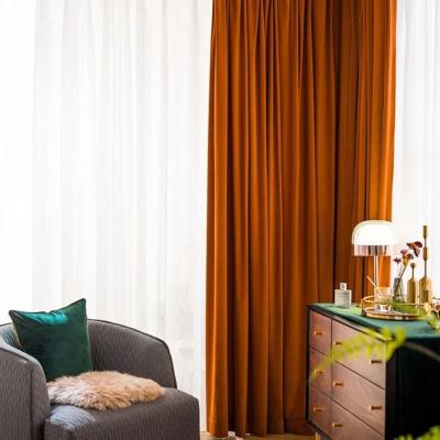 China Handmade Custom Blackout Blackout Rusty Orange Velvet Curtains Drapes Dusty Orange Velvet Bedroom Living Room Window Blackout Panel