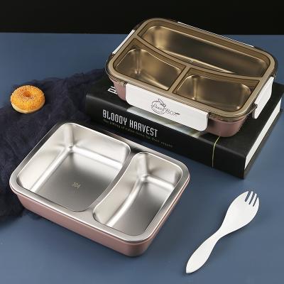 China Viable Sealed Leakproof Food Container 304 Stainless Steel Tiffin Lunch Box Storage Box Smart Plastic With Bag And Cutlery for sale