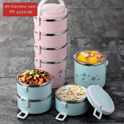 China High Capacity Stainless Steel Sustainable Food Storage Container Set Durable Portable Lunch Box 3 Layers & Handles & Deepens Bottom Layer for sale