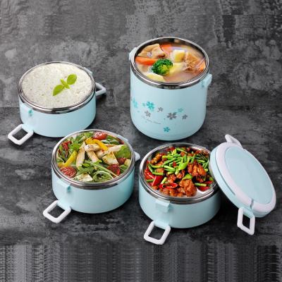 China Large Capacity Stainless Steel Sustainable Food Storage Container Set Portable Durable Lunch Box With Bag And Handle And Deepen Bottom Layer for sale