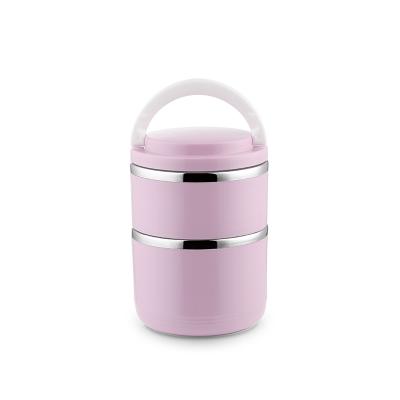 China Food Grade Stainless Steel Sustainable Food Container Bento Children Tiffin Lunch Box in Round Storage Boxes Kids Sealing Basket Box for sale