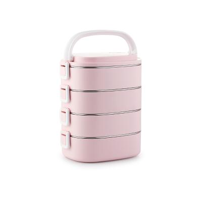 China Premium Quality Stainless Steel Bento Tiffin Lunch Box Plastic Storage Viable Eco Food Container For School/Picnic/Office for sale