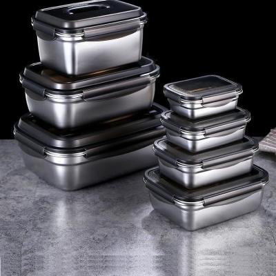 China Stainless Steel Food Storage Box Container Premium Sustainable Tiffin Bento Lunch Box Rectangle Kimchi Pickles Airtight Lunch Box With Lid for sale