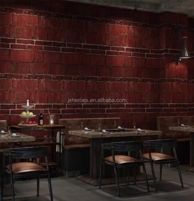 China Decoration Cafe Restaurant Theme Design Brick Waterproof+ECO-Friendly Feature Red And Green Wallpaper for sale