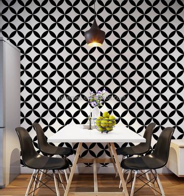 China Modern Black And White Geometric Decorative Pattern Wallpaper Waterproof+ECO-Friendly Style Home Decoration for sale