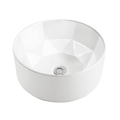 China 8225 Modern Bathroom Sink High Grade Diamond Design Inside Counter Basin Top Mounted Wash Basin for sale