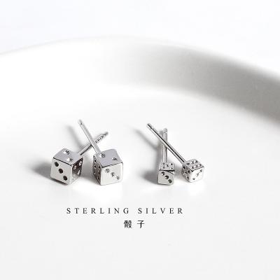 China Vintage fashion creative women's jewelry simple gift s925 sterling silver dice stud earrings for sale