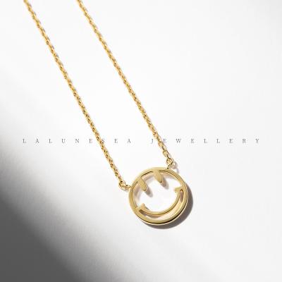 China FASHIONABLE Korean Silver Gold Plated 925 18K Gold Plated Happy Smiling Face Childish Simplicity Scarf Hollow Necklace for sale