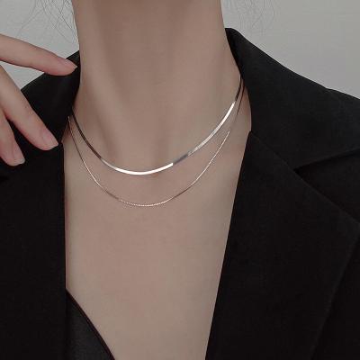 China 2021 New Style TRENDY Clavicle Chain Women Choker Double Layer 925 Sterling Silver Necklace for sale