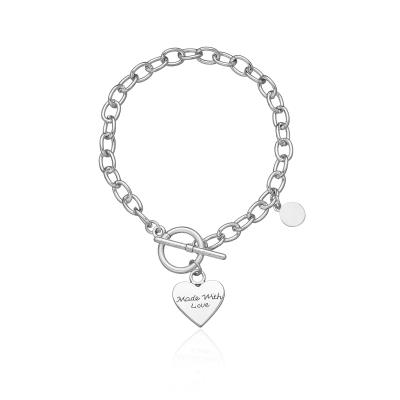 China FASHIONABLE Hot Sale OT Women Couples Heart Shaped Chain Pendant Bracelet Buckle Love Bracelet for sale