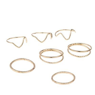 China Simple Fashion TRENDY 7 Piece Minority All-match Personality Double Layer Wave Ring Set Women Ring for sale