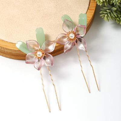 China Retro vintage clothing accessories hippie hair comb flower updo handmade chinese hairpin HANFU for sale