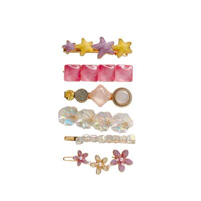 China 2021 Fashion 2021 Pearl Stone Shell Stone Korean Soft Cute Personality Hairpin Simple Hair Clip 5 Pcs Hair Clip Sets for sale