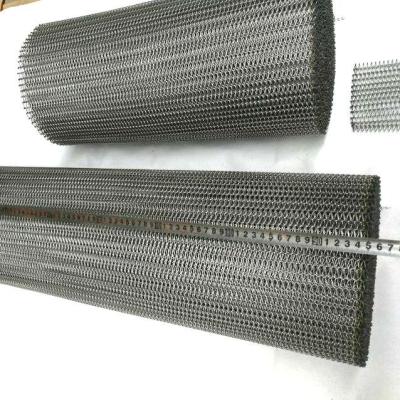 China Balanced Plain Weave 304Stainless Steel Wire Double Weave Belt With Crimped Cross Rod for sale