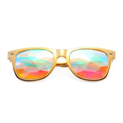 China PC Retro Steampunk Sunglasses Kaleidoscope Crystal Glasses Craze Dancing Diffracted Rainbow Festival Glasses for sale