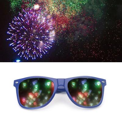 China Customizable High Quality PC Concert Firework 3D Diffraction Heart Shaped Glasses for sale