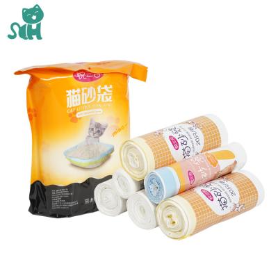 China Classic Factory Price One-Time Environmental Protection Cat Litter Box Garbage Bag Degradable Drawstring Cat Litter Bag for sale