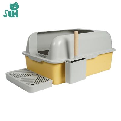 China Fashionable New Semi-Open Design Stainless Steel Cat Litter Box Removable Easy Clean Thickened Corrosion-Resistant Cat Litter Tray for sale