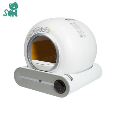 China Fashionable High Quality Automatic Smart Cat Litter Box White Remote Wifi App Control Fully Enclosed Electric Pet Toilet for sale