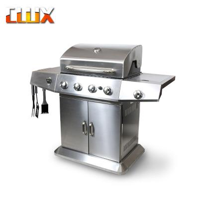 China New Product Height Adjustable Gas Grill 4 Burners Gas Trollry Stainless Steel BBQ Grill for sale