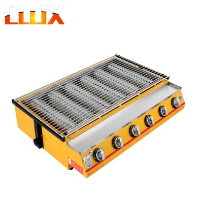 China Counter Height Adjustable Smoker 6 Burner LPG Gas Stainless Steel Commercial Barbecue Gas Grill for sale