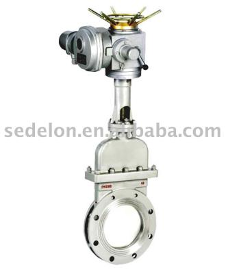 China Very Durable Motorized Two Way Knife Gate Valve With Electric Actuator for sale