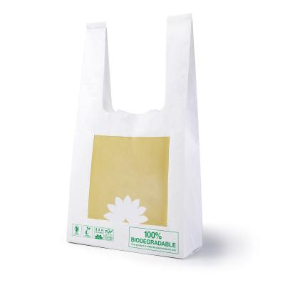 China BIODEGRADABLE 100% Biodegradable Manufacturer Grocery Supermarket Custom T-shirt Plastic Bag Packaging With Logo for sale