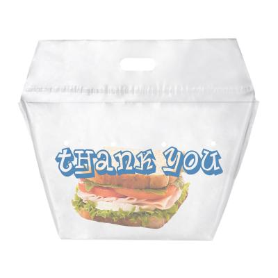 China BIODEGRADABLE PLA Transparent Recycled Biodegradable Custom Printed Plastic Food Delivery Takeaway Takeaway Bag For Restaurant for sale