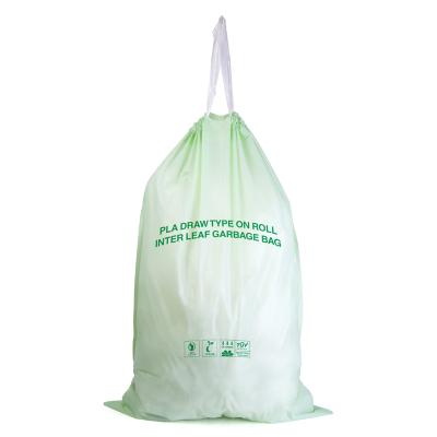 China 55-60 Gallon Compostable Garbage Bag BIODEGRADABLE Scented Organic Cornstarch Drawstring Heavy Duty for sale