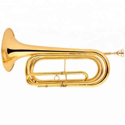 China Popular Educational Brass Instrument Bugle Horn Bb Key Golden Lacquer for sale