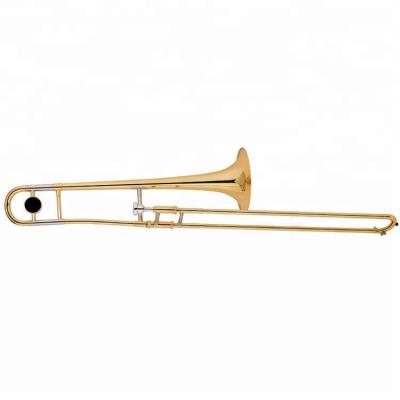 China Gold Lacquer Bb Key Trombone Popular Brass Instrument for sale