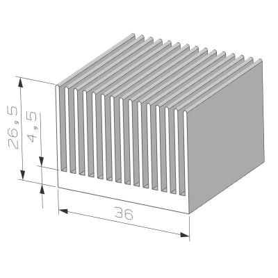 China High Power Aluminum Custom Size Extruded Aluminum Heat Sink For Electronic 36(W)*26(H)mm for sale