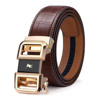 China Cowhide WILLIAMPOLO Men's Belt Cow Leather Belts Brand Fashion Automatic Buckle Black Genuine Leather Belts For Men 3.5cm Width POLO19540 for sale