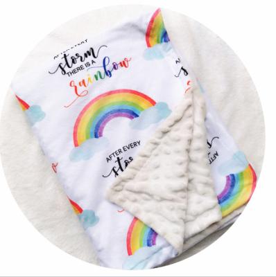 China New Design 2021 Rainbow Waterproof Pattern Sleep Soft Monthly Comforter Baby Blanket for sale