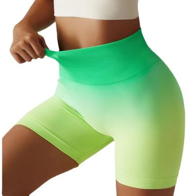 China Breathable 2023 New Trendy Women High Waist Gradual Seamless Yoga Shorts Breathable Sport Stretch Hip Lifting Fitness Shorts for sale