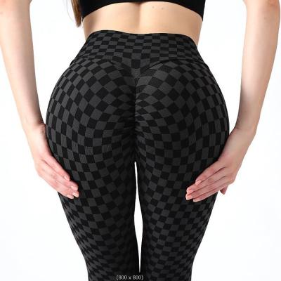 China Wholesale Women's Yoga Pants Seamless Sports Fitness Checker Women Waist High Elastic Fitness Breathable Quick Dry Fashionable Gaiters for sale