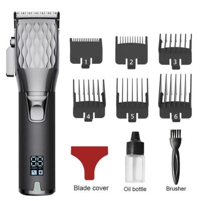 China Car Barber Professional Hair Clippers Electric LCD Display Hair Trimmer Full Metal Silver Gold Cordless Hair Cutting Machine for sale