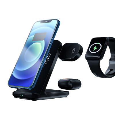 China Wireless Smart Watch 3 in1 charging support for iphone for Samsung Galaxy watch4 active2 multi-function wireless charger station for sale