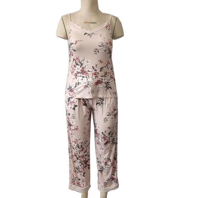 China New Wholesale QUICK DRY Sleepwear Cotton Printed Designer Adult Lady Sleepwear Set for sale