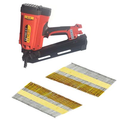 China 1500 Nails Fuel Rod Life Cordless Gas Nail Gun with 34 Degree Paper Collated Nails for sale