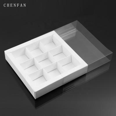 China Materials Suppliers Custom Clear Lid 9 Holes Soft Food Paper Box Recycled Paper Grids Packaging Food Grade Chocolate Box Box Packaging For Cookies for sale