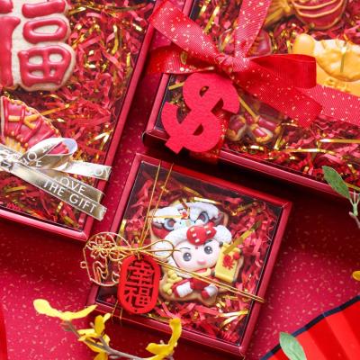 China Custom Clear Recyclable Top Luxury Foldable Gift Box Ribbon Gift Box Newborn Kids Christmas Red Packaging Box Red Gift With Clear Lids for sale