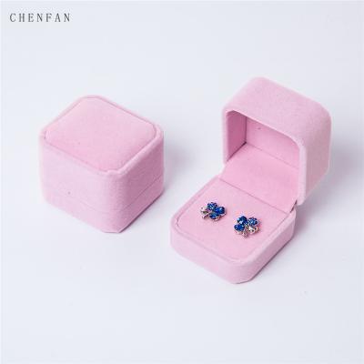 China Wholesale Custom Dark Purple Women's Jewelry Box Eco-Friendly Ring Box Jewelry Gift Velvet Ring Earring Jewelry Box Jewelry Box Pink Packaging for sale