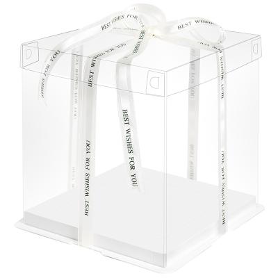 China Recyclable Unique Transparent 8x8x4 Box For Cakes Food Grade PVC Clear Large Cake Boxes 10 Inch Cake Box Hard Plastic Packaging Wedding for sale