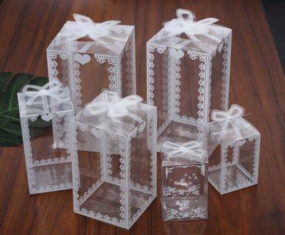 China Recyclable High Quality Custom Clear Hard Plastic Gift Boxes PVC Treats Luxury Acrylic Gift Box Ribbon Party Candy Packaging Boxes For Party Favors for sale