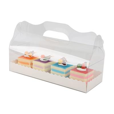 China Custom Wholesale Plastic Luxury Clear Portable Baking Cake Box Recyclable Cake Box Cake Box Christmas Wedding Birthday Gift With Handle for sale