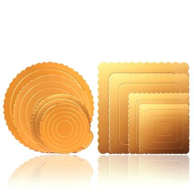 China Factory Wholesale High Quality Waterproof Square Cardboard Cake Bases 4/6/8/10 Inch Wedding Cake Base Tips Round Gold Cake Bases for sale